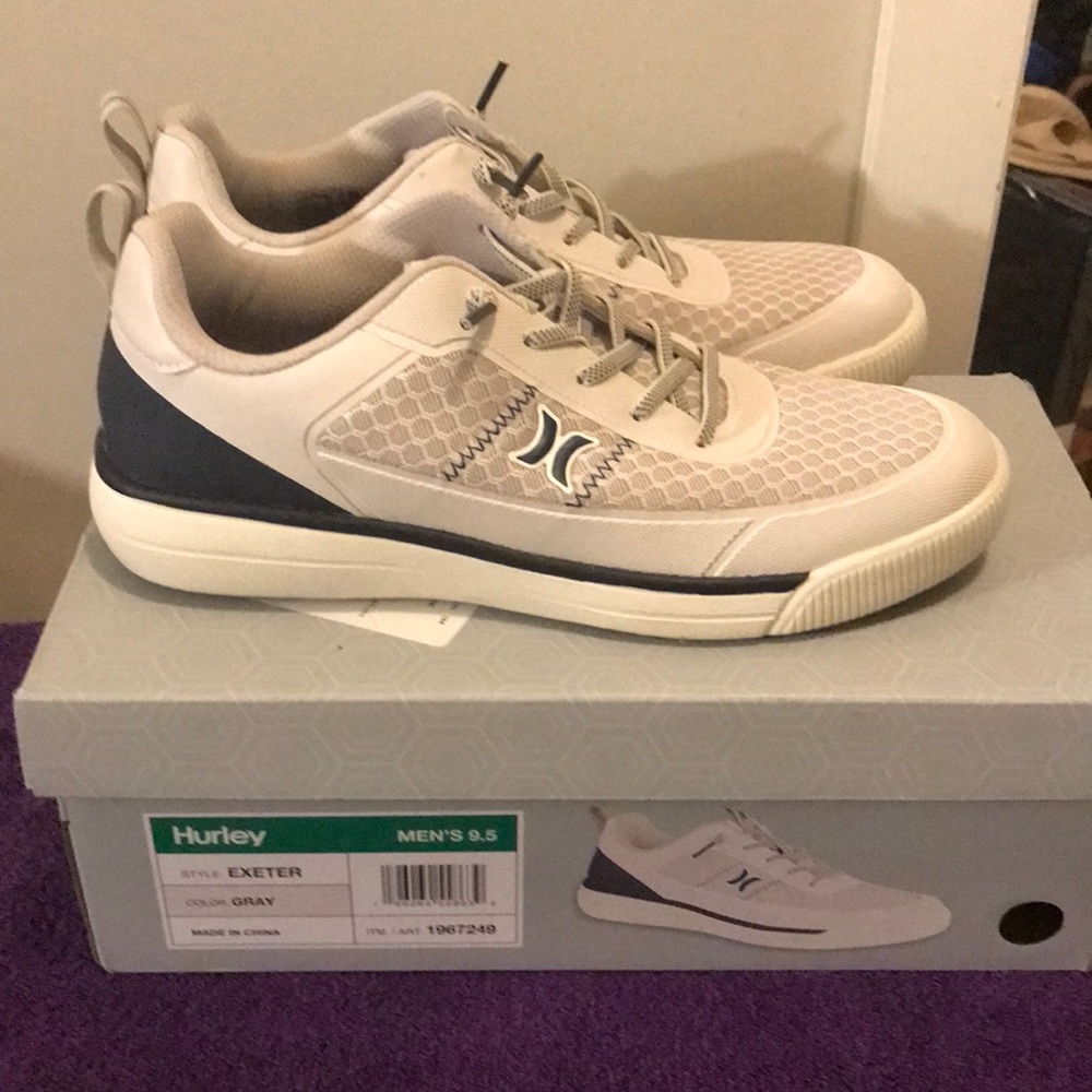 Hurley Exeter Men's Casual Sneaker in Light Gray, Navy/White Size 9.5